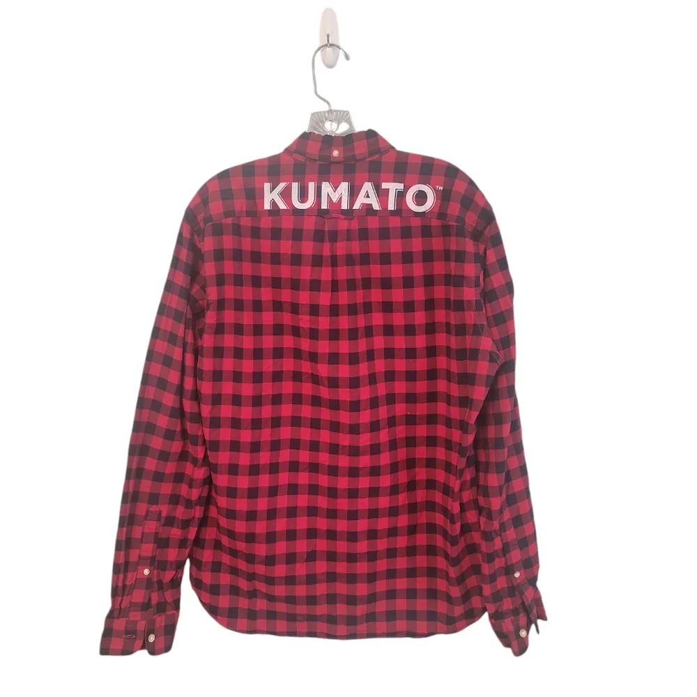 J.Crew Oxford Kumato Sunset Patch Flannel Graphic Shirt Mens‎ Size Large Slim